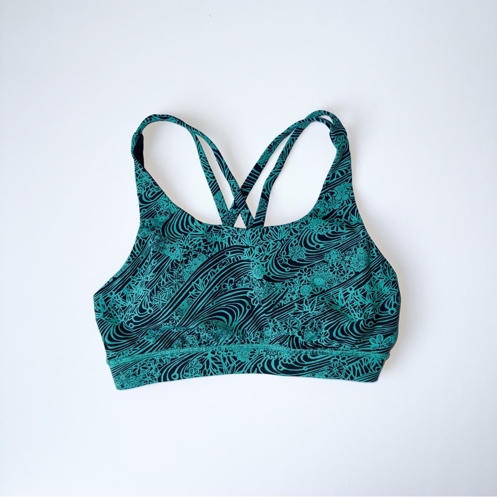 lululemon Energy Bra Kitakami Viridian Green Black - Size 6 (B–D Cups)